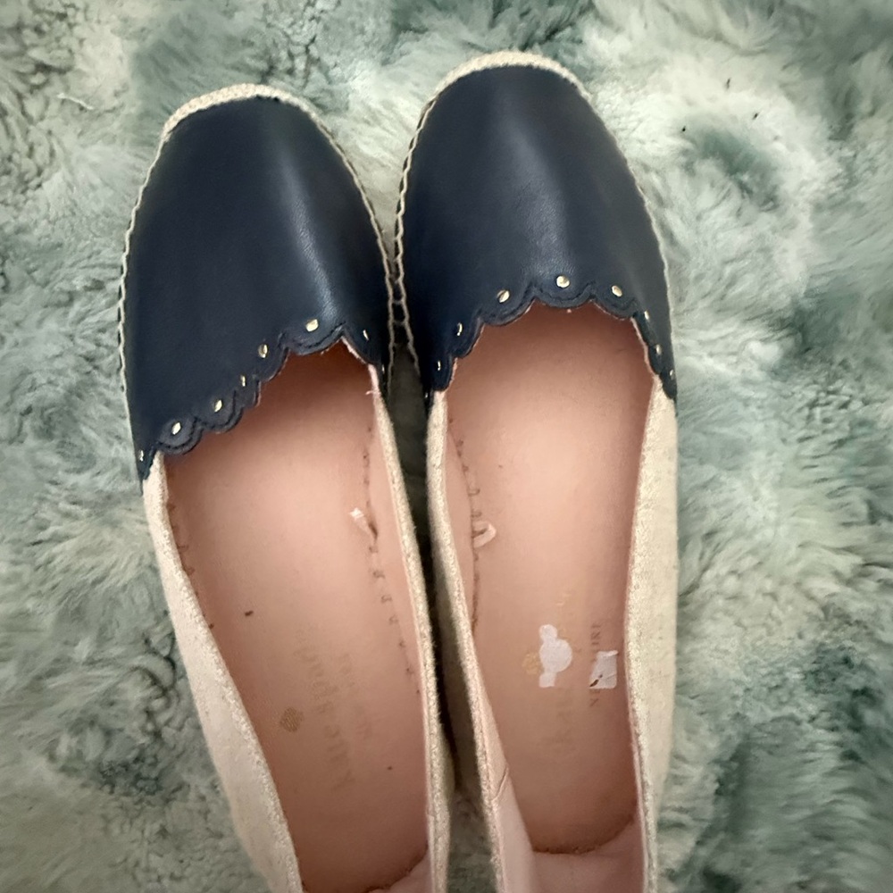 Kate Spade Navy and Cream Espadrilles Size 8